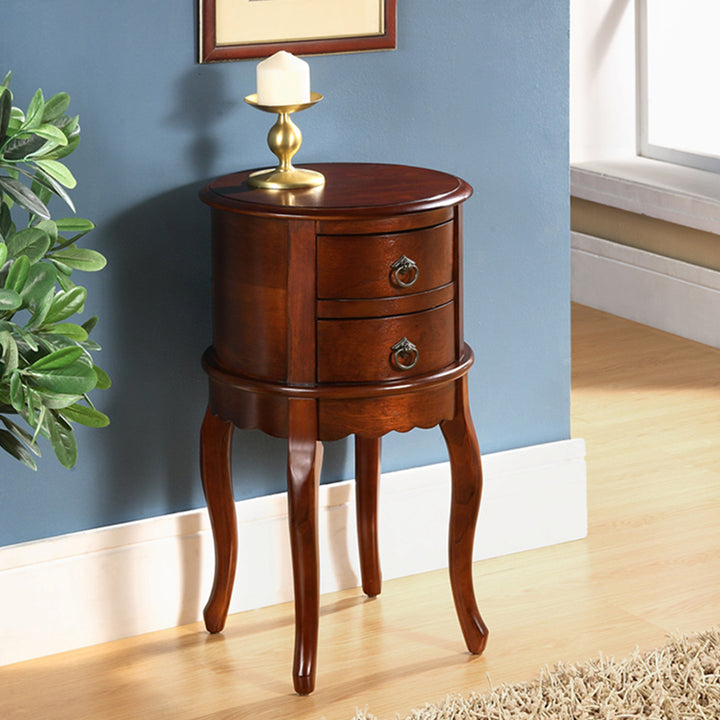 classic accents twin drawer round hall table