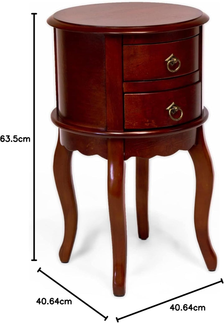 Twin Drawer Round Hall Table DS009 Cherry Finish
