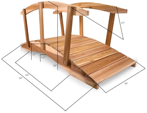 8-Ft Cedar Garden Bridge with Side Rails