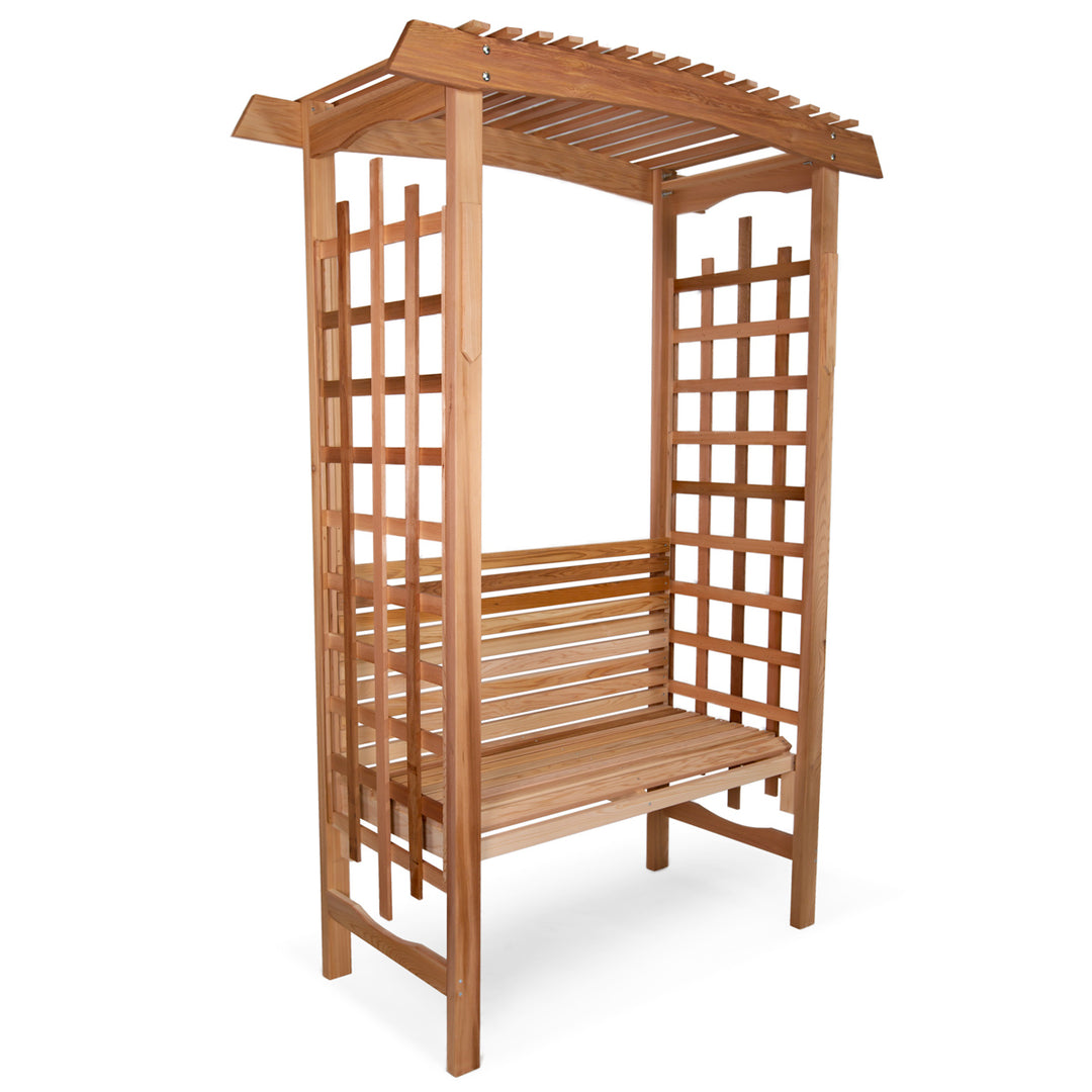 All Things Cedar GA87-B Garden Arbor with Bench - Outdoor Wooden Bench - Garden Bench Seat  60x25x86