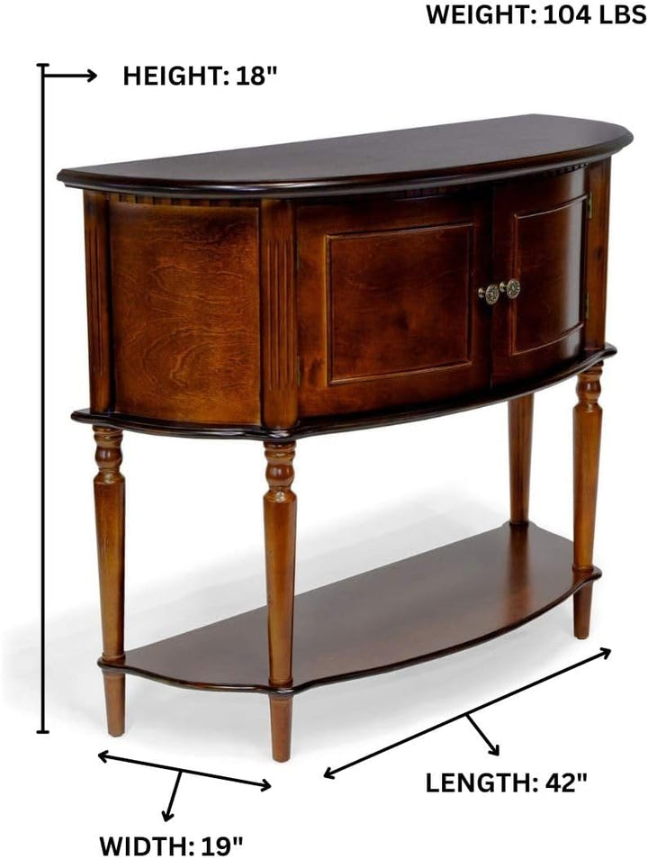 Entryway Console Table with 2 Doors Cabinet Storage Cherry Finish