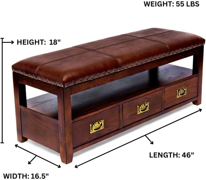Entryway Storage Bench HR330 Cherry Finish