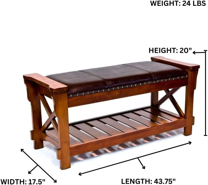 Padded Entryway Bench HR360 Cherry Finish