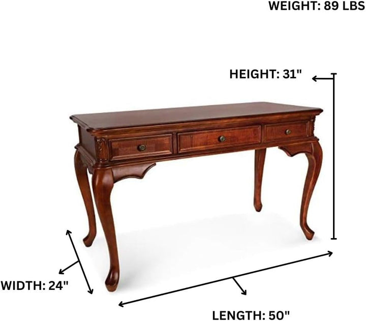 Executive Desk with 3 Drawers Cherry Finish