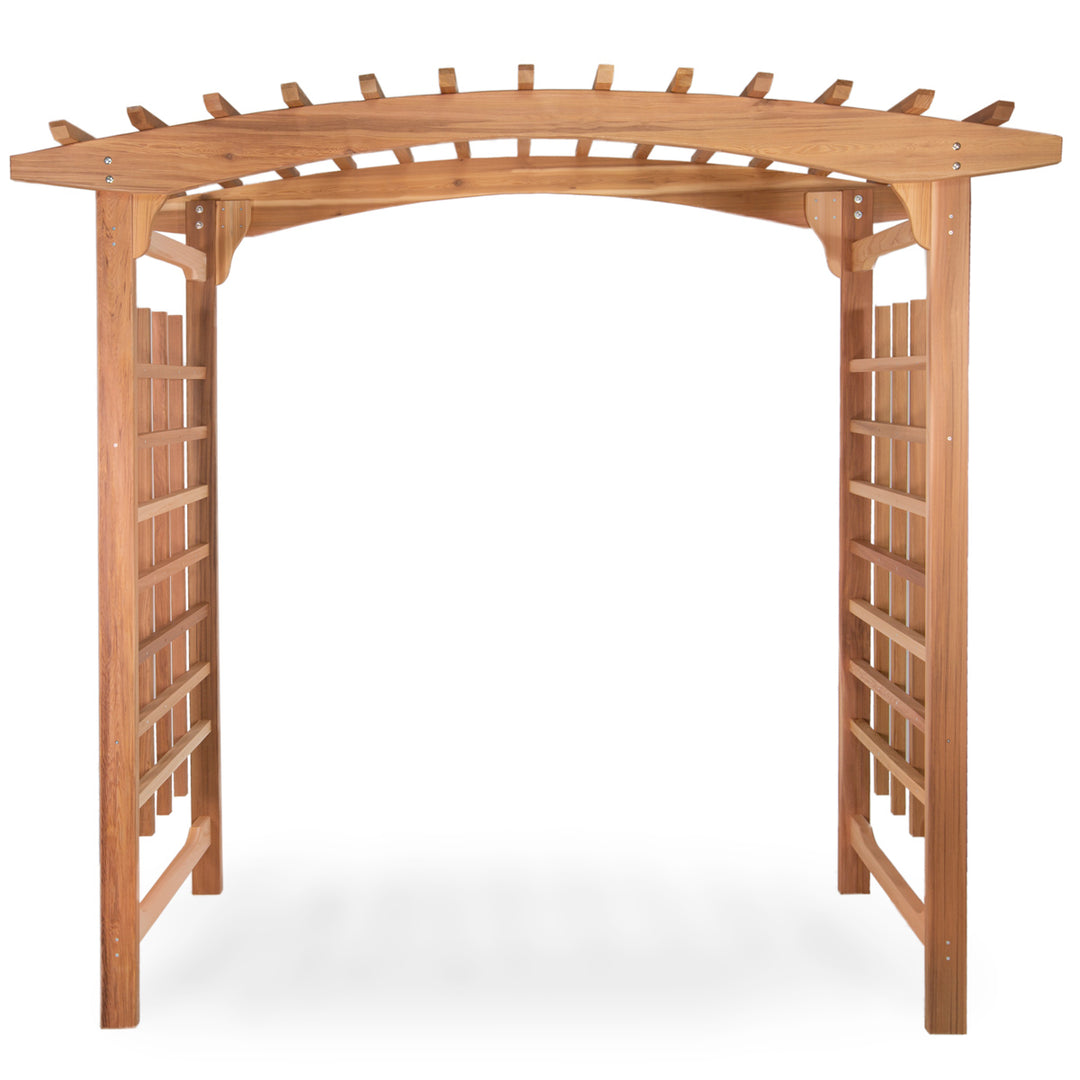 All Things Cedar PA106 Garden Arbor - 8-Ft Handcrafted Wooden Trellis for Climbing Plants Outdoor - Cedar Wedding Arches for Ceremony (94x47x87)