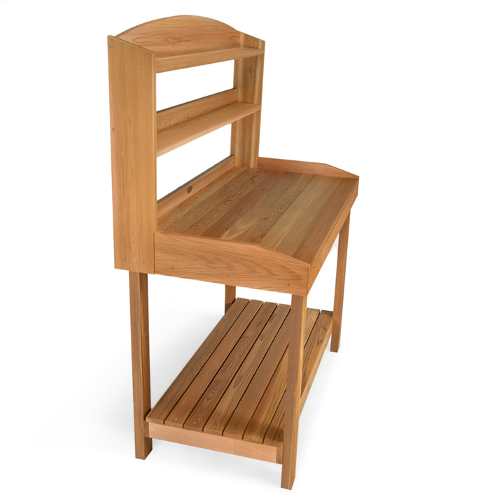 wooden potting bench outdoor garden table plant bench