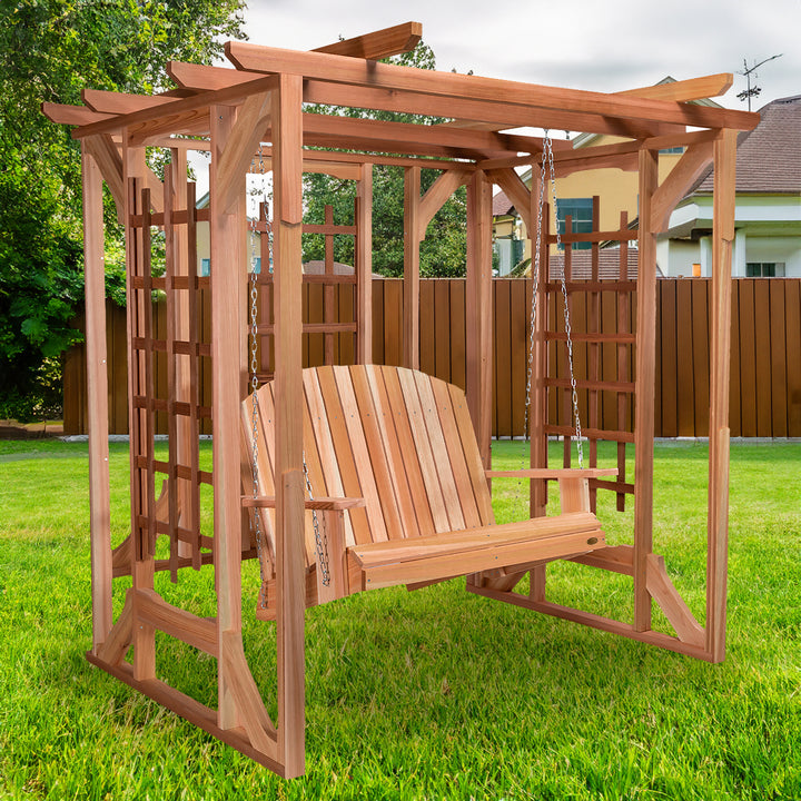 Cedar Pergola Garden Arbor & Swing Set