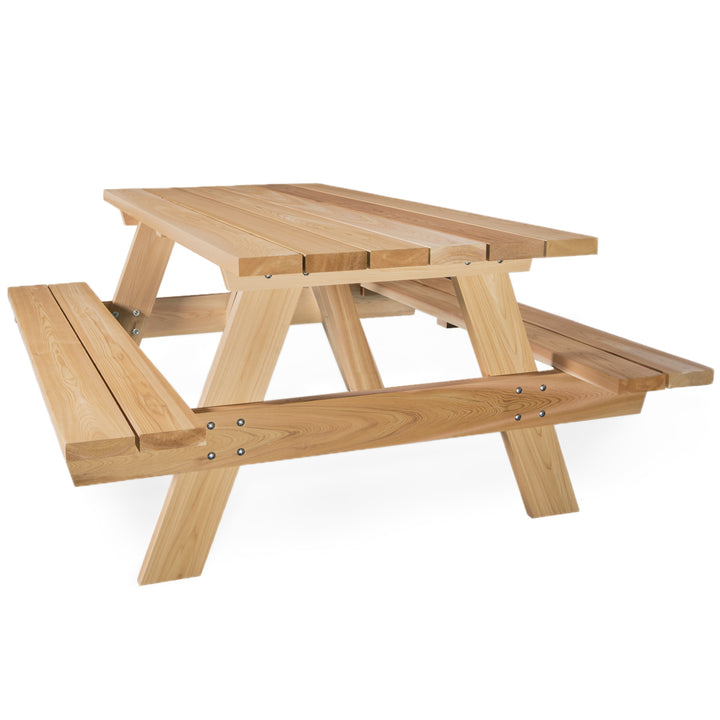 All Things Cedar PT70 Picnic Table - 6-ft Cedar Outdoor Bench - Handcrafted Patio Benches for Outdoors - Spacious Wood Bench (70x60x30)