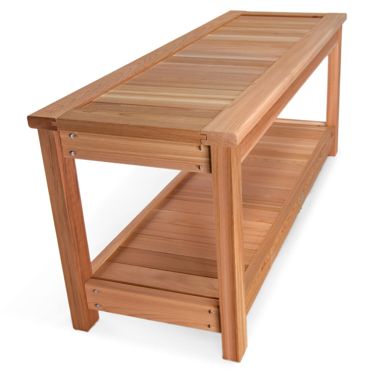 cedar sauna bench wooden seating bathroom bench