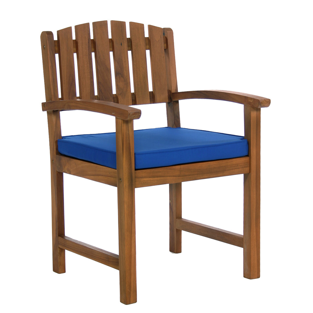 7-Piece Twin Butterfly Leaf Teak Extension Table Dining Chair Set with Blue Cushions TE90-20-B
