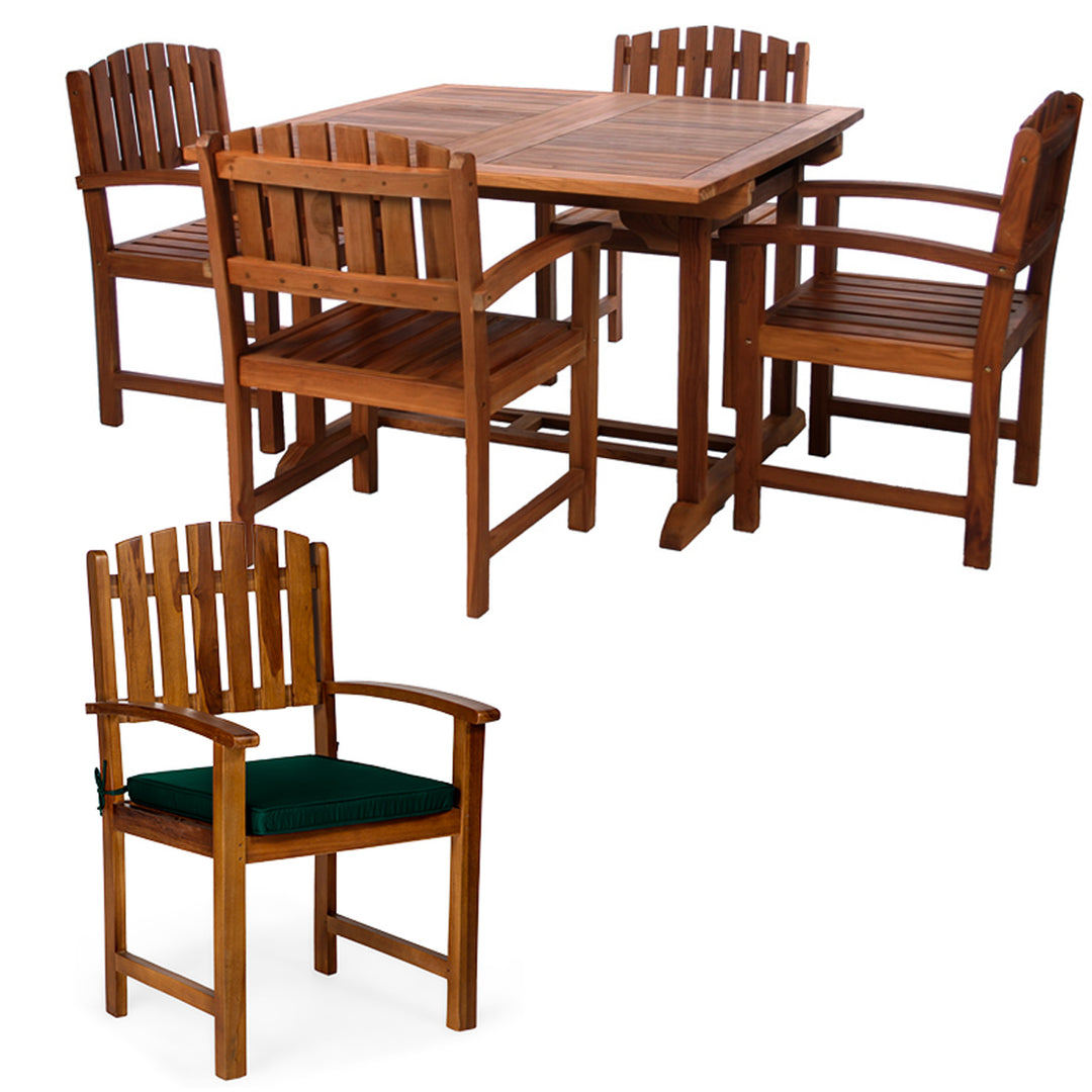 5-Piece Butterfly Extension Table Dining Chair Set with Green Cushions TD72-20-G