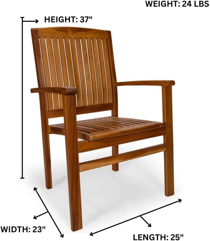 7-Piece Teak Extension Patio Table and Wooden Chairs Dining Set