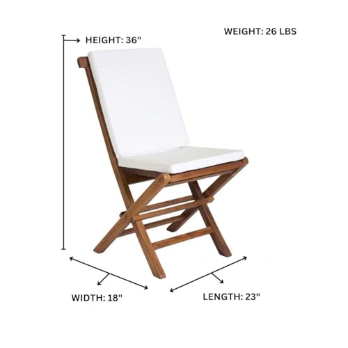 9-Piece Teak Extension Patio Table and Folding Dining Chairs Set - White Cushions