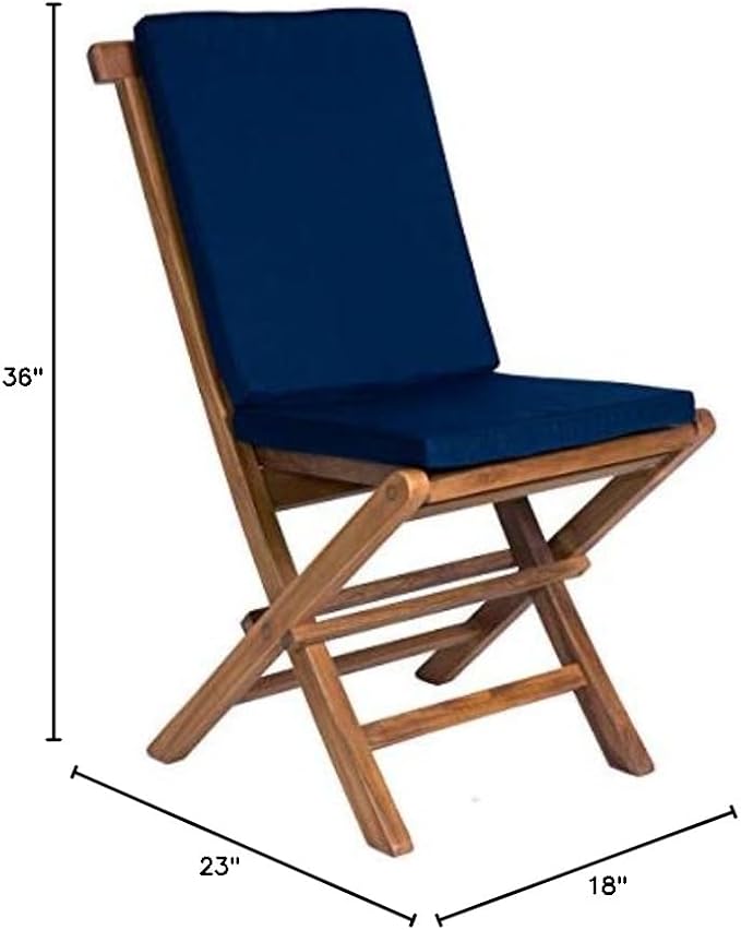 Folding Chair Set with Blue Cushions TF22-2-B