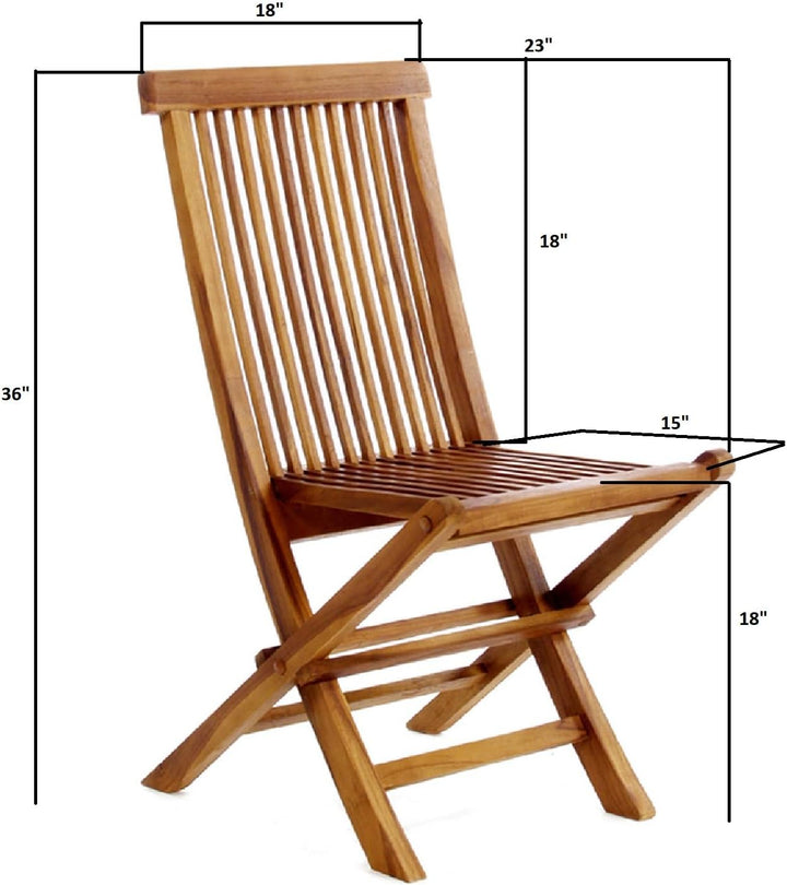 2-Piece Teak Foldable Wood Patio Chairs