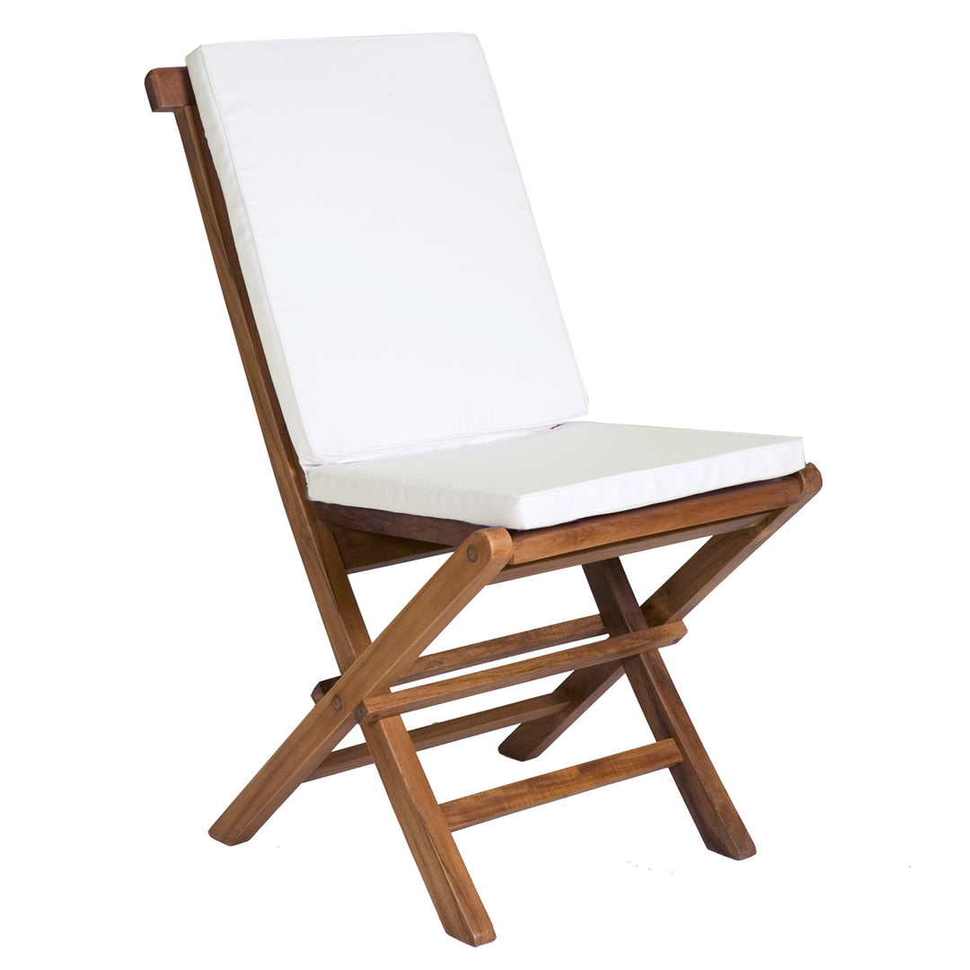  teak folding chair royal white cushion