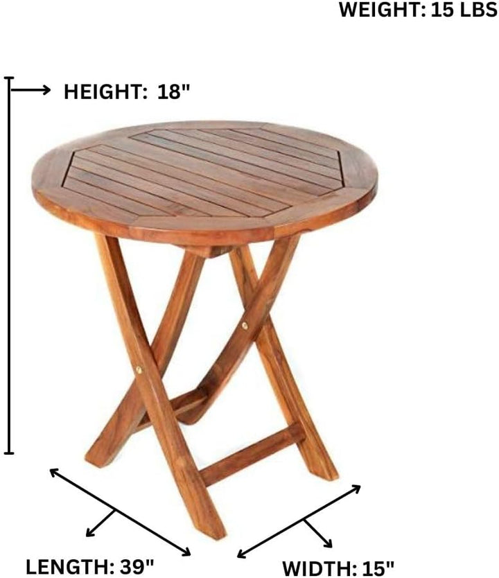 3-Piece Teak Bistro Table & Folding Chair Set