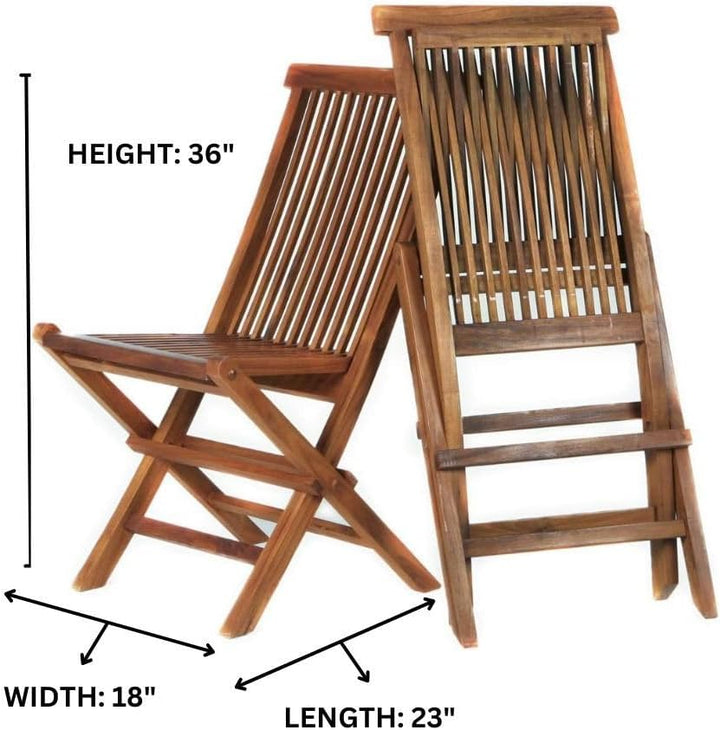 3-Piece Teak Bistro Table & Folding Chair Set