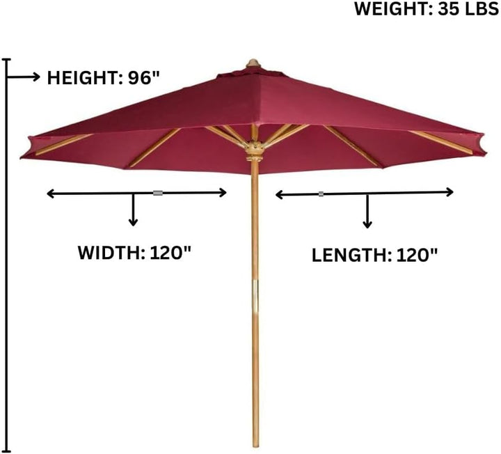 10-ft Teak Market Umbrella with Red Canopy TU90-R