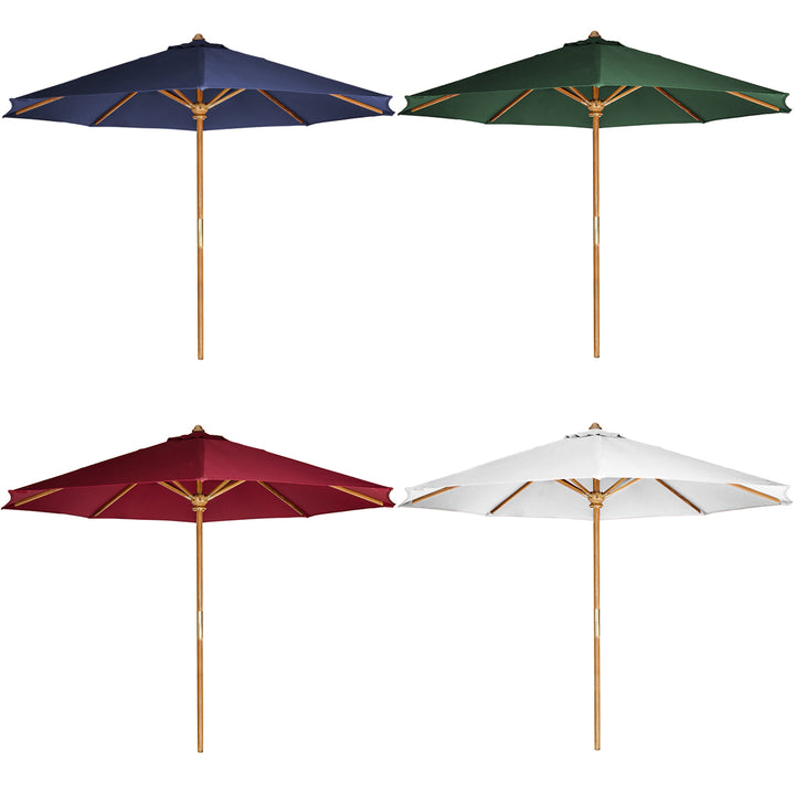 10-ft Teak Market Umbrella with Royal White Canopy TU90-RW