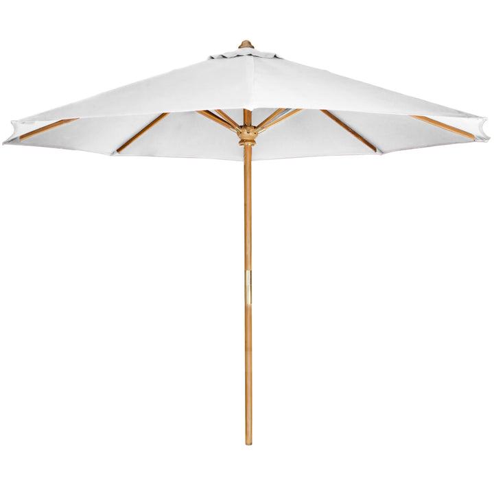 10-ft Teak Market Umbrella with White Canopy TU90-W