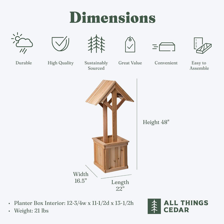 4-Ft Wishing Well Cedar Planter Box