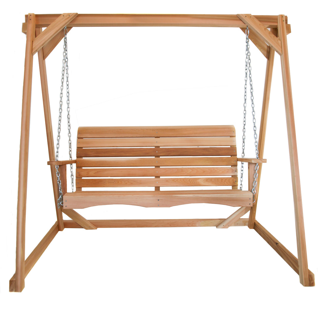 All Things Cedar AF72-S Swing Frame - 6ft Premium Outdoor Swing Stand - Durable Porch Swing Frame with Swing Mounting Hardware - Handcrafted Cedar Wood Compatible with 60" Wide Swings (70x48x68)