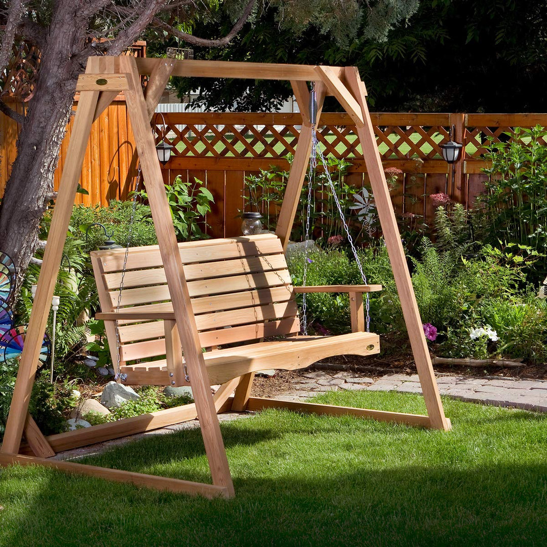 All Things Cedar AF72-S Swing Frame - 6ft Premium Outdoor Swing Stand - Durable Porch Swing Frame with Swing Mounting Hardware - Handcrafted Cedar Wood Compatible with 60" Wide Swings (70x48x68)