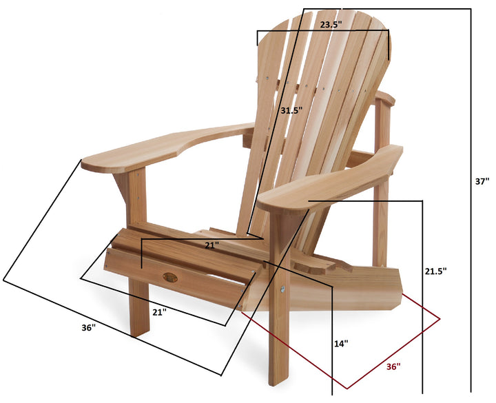 Athena Adirondack Cedar Patio Chair with Wide Arms Rest