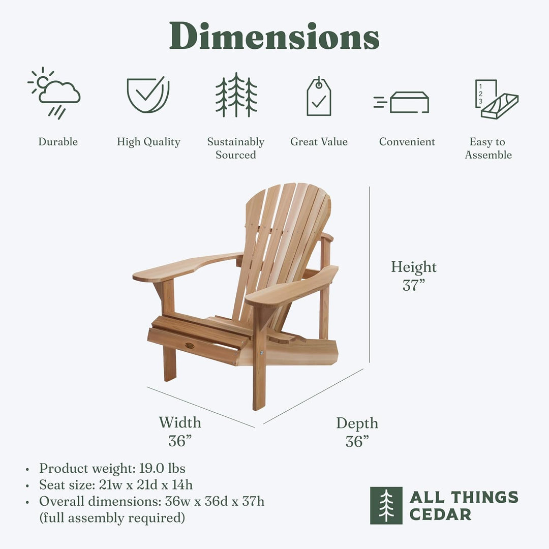 Athena Adirondack Cedar Patio Chair with Wide Arms Rest