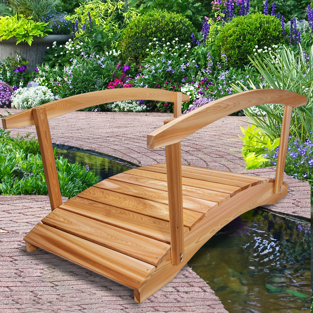 6-Ft Cedar Garden Bridge with Side Rails