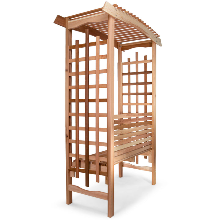 All Things Cedar GA87-B Garden Arbor with Bench - Outdoor Wooden Bench - Garden Bench Seat  60x25x86