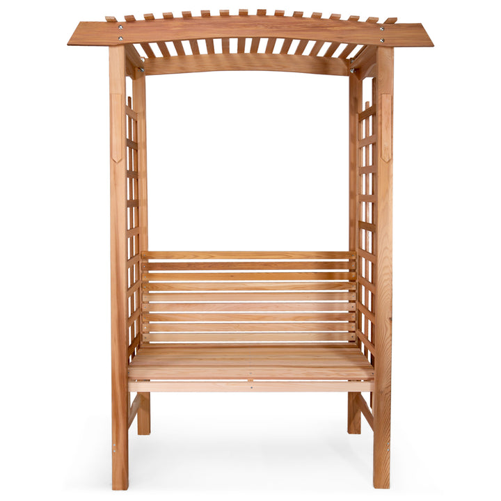 All Things Cedar GA87-B Garden Arbor with Bench - Outdoor Wooden Bench - Garden Bench Seat  60x25x86