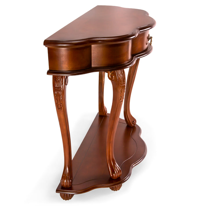 All Things Cedar Classic Accents HF024 Old World Entryway Table - Cherry Wood Console Table - Birch Veneer, Solid Wood Legs, Interior Drawer (35x15x30)