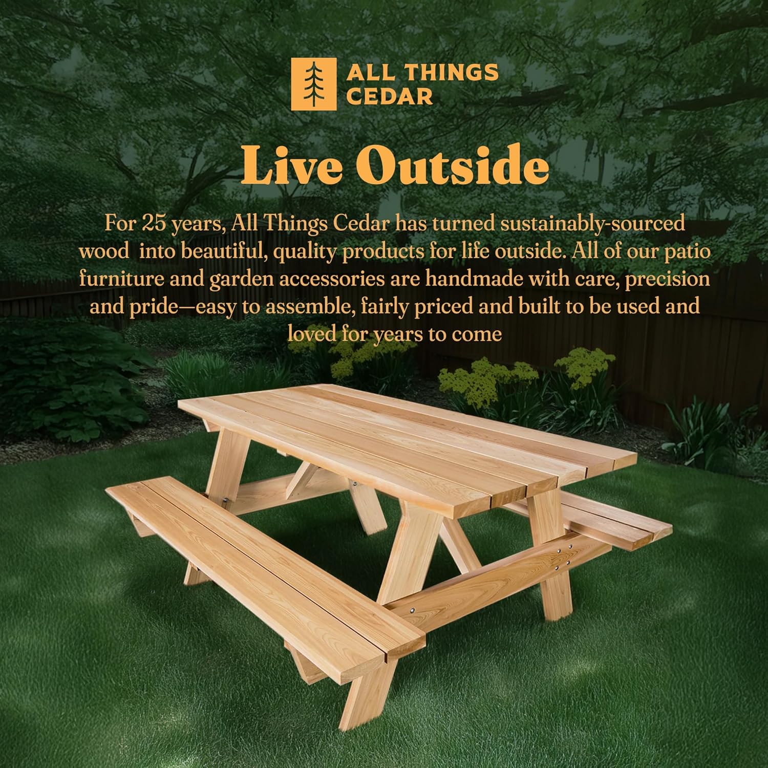 6-Ft Cedar Picnic Table – All Things Cedar