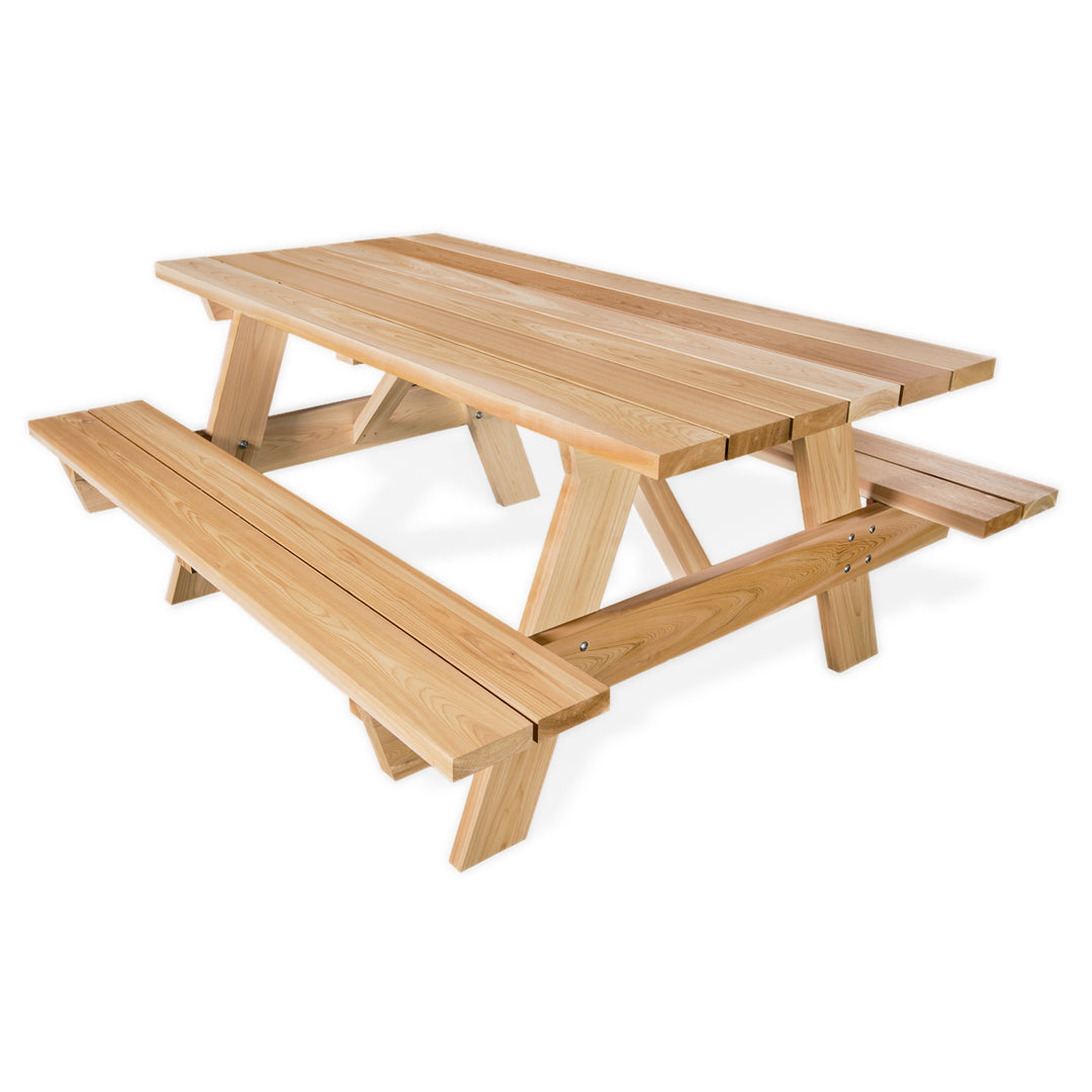wooden picnic table spacious outdoor bench