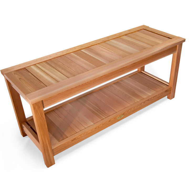 All Things Cedar SB44 Deluxe Cedar Sauna Bench - Premium Wooden Seating Bench - Relaxing Bathroom Bench (44x16x19)