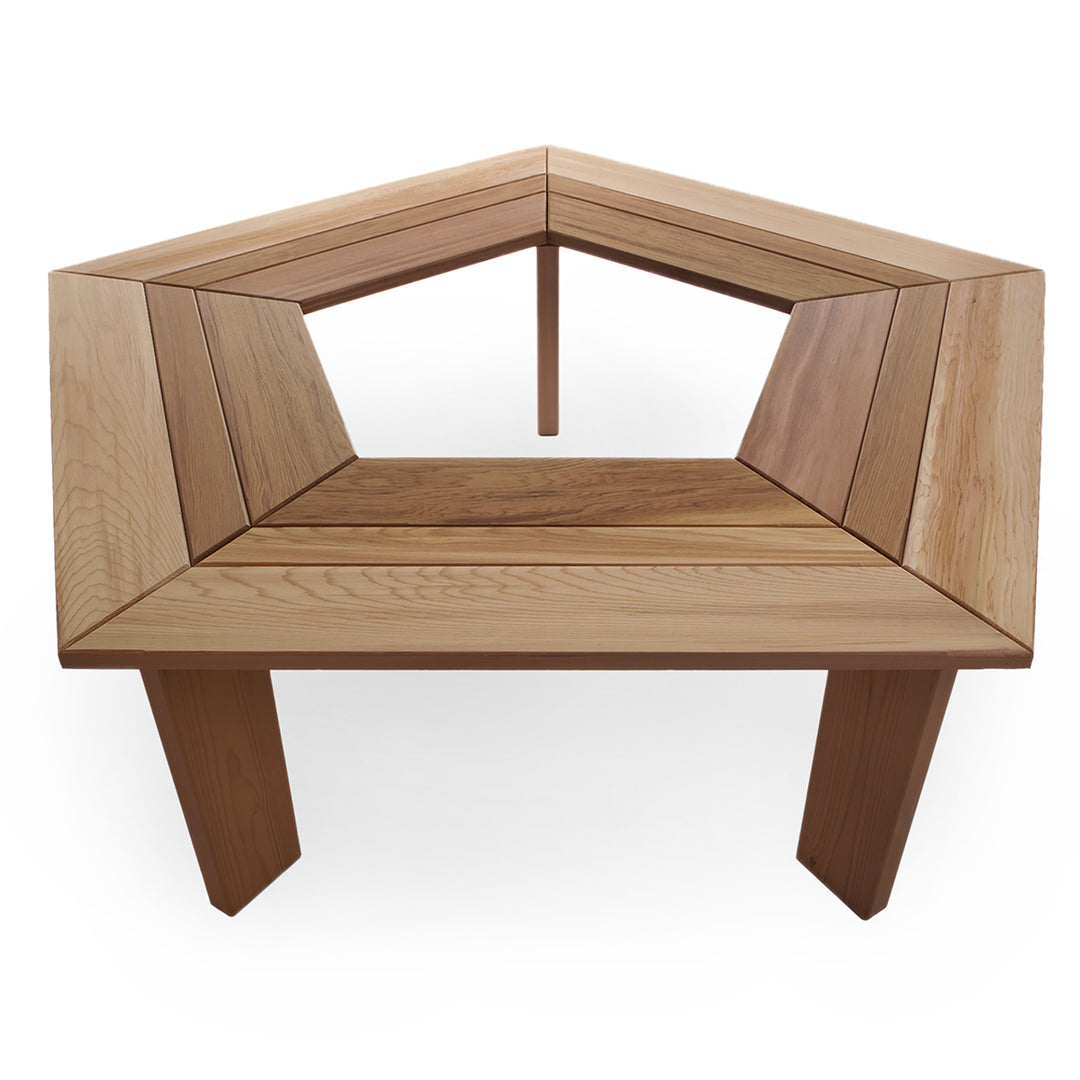  wooden five sided wrap around tree bench