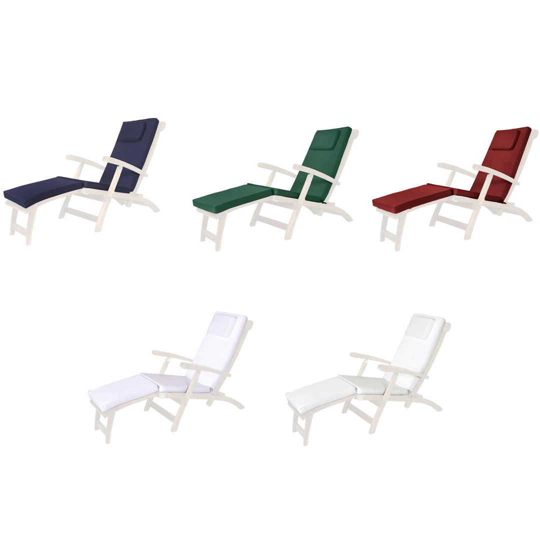 steamer chair green red blue white cushions