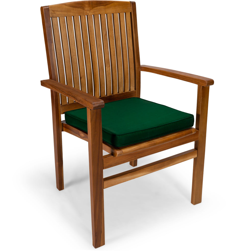 wooden arm chairs set green cushion