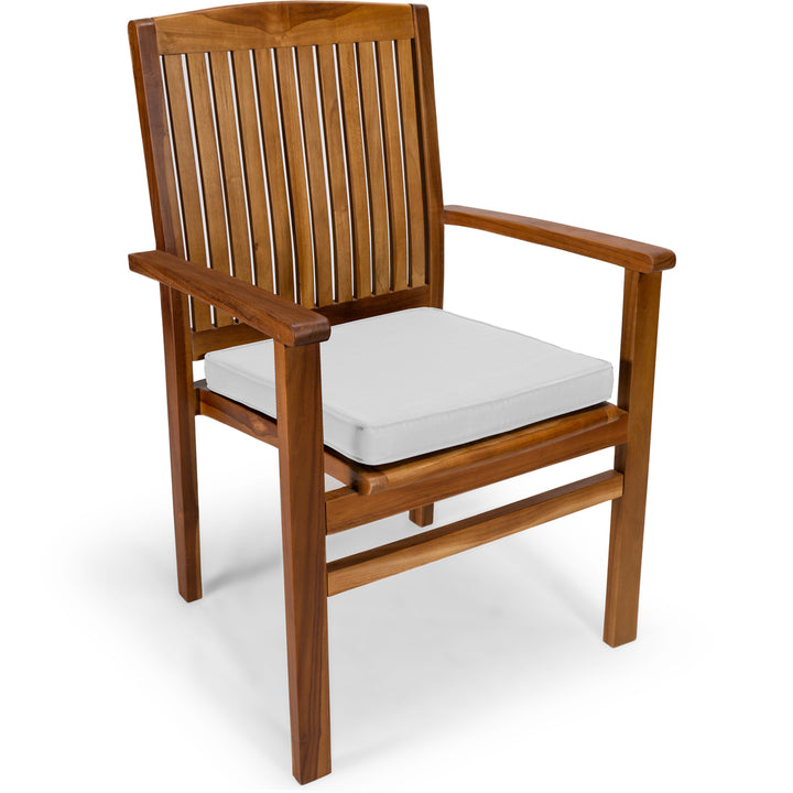 teak folding arm chair white cushion