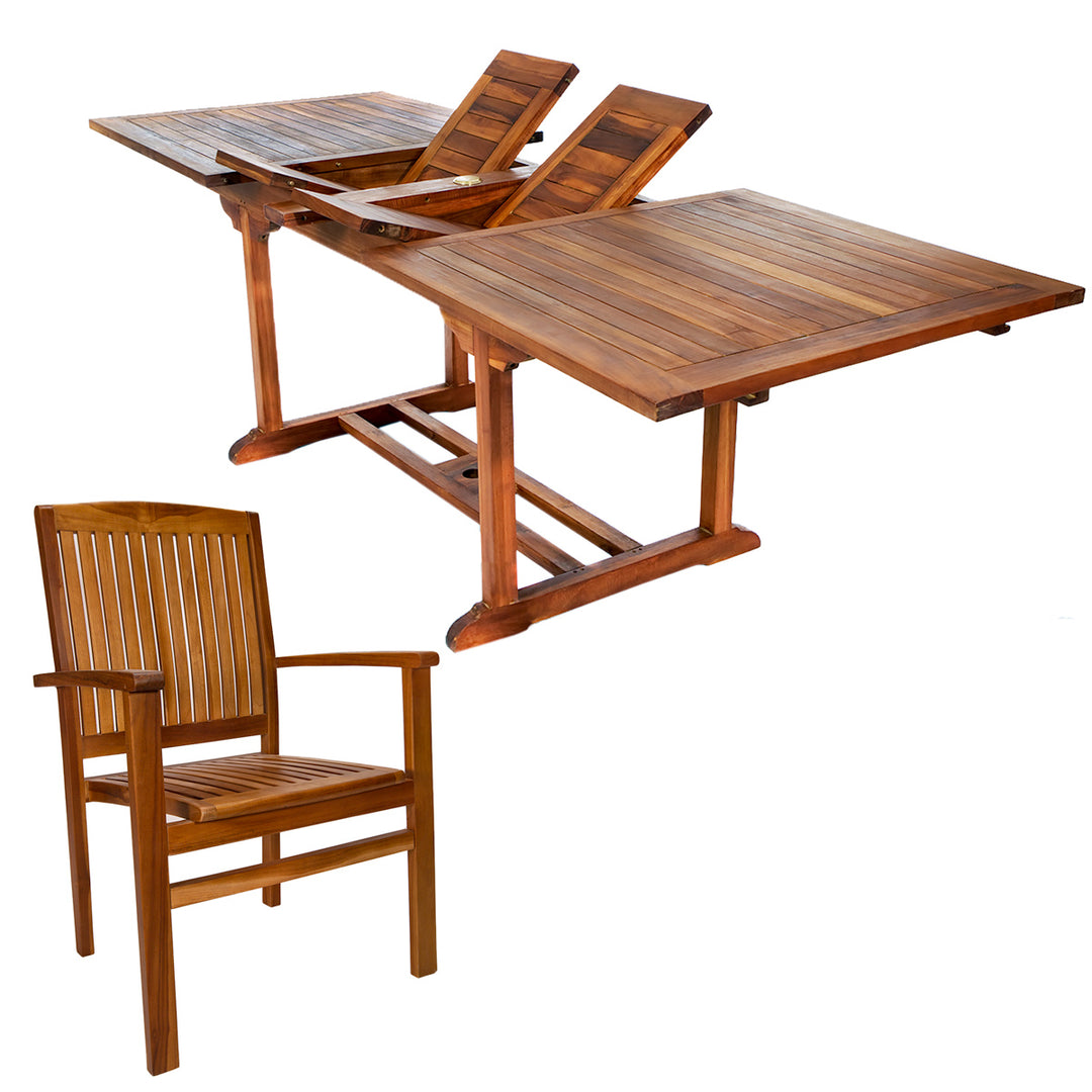 butterfly leaf teak extension expandable table folding chairs